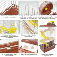 Jaula portátil de cuatro niveles para hámster, hábitat para hámster enano, jaula de viaje para animales pequeños con ruedas de ejercicio, adecuada para hámsteres, ratones, jerbos u otras mascotas. - Marrón - Ver 3