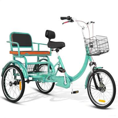 Adult Tricycle, 20 Inch 3-Wheel Bikes, Trike For Adults With Seat, Low Step-Through Cruiser Bike With Front And Rear Baskets, Adult Tricycles For Women, Seniors, Men