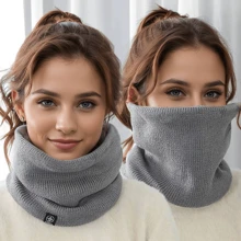 Men's Knitted Fleece Neck Warmer Scarf, Windproof Cycling Neck Gaiter For Fall & Winter