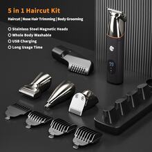 Tagliacapelli/tagliacapelli multifunzionale, pettini guida regolabili multi-misura, ricarica USB, motore silenzioso, testina di taglio fine, design argento/nero. Per il taglio quotidiano/professionale. Per bagno, barbiere, parrucchiere, hotel, viaggi. Regalo ideale (di compleanno) per colleghi, padre, madre, fratelli, sorelle, amici, fidanzato, fidanzata, colleghi, familiari.