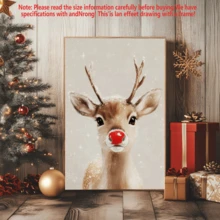 1pc Rural Santa Claus Reindeer, Canvas Wall Art Print, Farmhouse Christmas Canvas Wall Art Decoration, Christmas, Wall Arts, Posters, Wall Art With Frame - Canvas (Optional Frame) Home Decor Christmas Decorations Room Decor