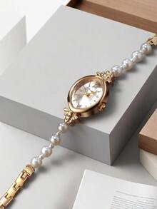 1件女士休闲复古简约石英腕表，适合日常佩戴 - 金色 - 查看 4