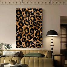 Framed 2D Flat 2D 1pc Wrapped Canvas Painting Cheetah Leopard Print Country Farmhouse Theme Large Wall Art, Golden And Pink, Perfect Gift For Festivals And His/Her, New House Abstract Canvas Painting, Home Office, Cheap Canvas Art Decoration - Framed(Framed) - View 2