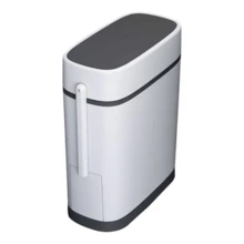 14L Slim Plastic Waste Bin With Built-In Toilet Brush - Default - View 6