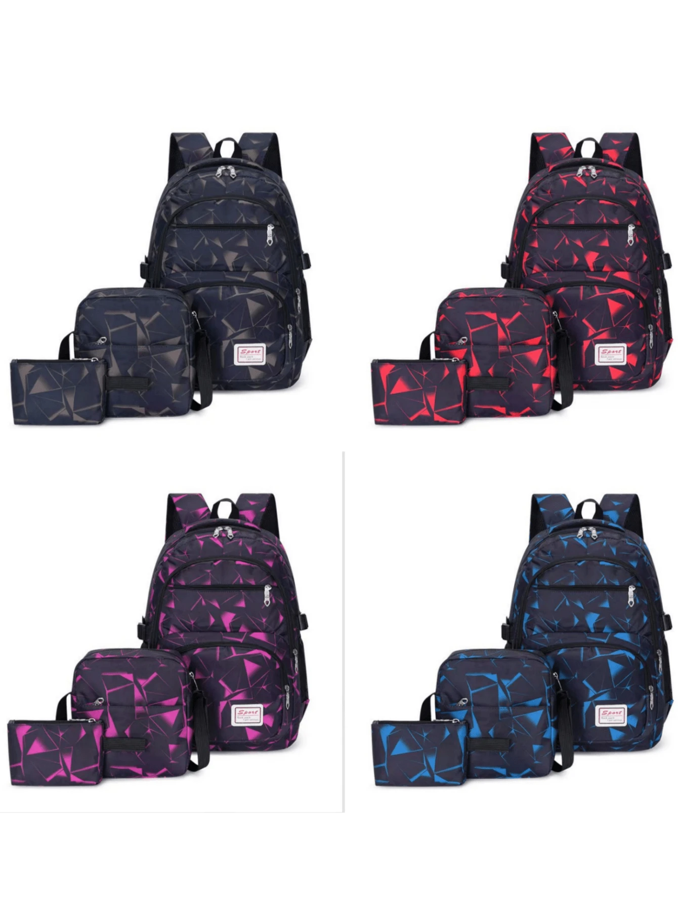 3-Piece Classic Backpack Sets With Large Capacity, Fashion & Minimalist Designed, Suitable For School, Travel, Various Occasions