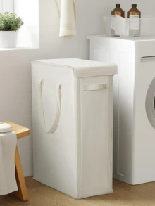 45L/60L/65L 可折叠洗衣篮带盖带轮 - 纤薄便携式脏衣篮，休闲风格带手柄，矩形收纳篮适用于各种房间类型
