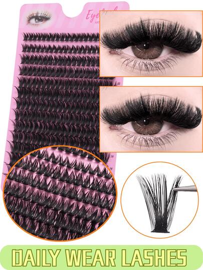 280PCS Individual Cluster Lashes Russian Volume D Curl 8-16mm, Natural Look Eyelashes Ultra Fluffy&Halloween Dramatic&3D Effect, Reusable Individual Eyelash Extension Kit Suitable For Daily Life&Wedding&Stage&Travel&Party Glam, -For Christmas&Gifts&Spring Festival, For Gifting
