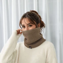 Men's Knitted Fleece Neck Warmer Scarf, Windproof Cycling Neck Gaiter For Fall & Winter