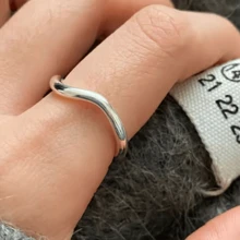 1pc Minimalist Silver-Plated Copper Wavy Adjustable Ring, Suitable For Women's Daily Wear And Gift