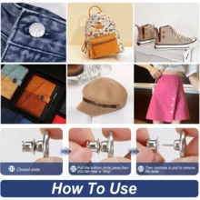 4件/6件/10件牛仔裤替换纽扣腰部免钉牛仔裤纽扣，银色字母腰扣多功能可拆卸塔扣牛仔裤裙腰部调整尺寸变化牛仔裤固定扣，免钉可拆卸牛仔裤纽扣替换套装，无需缝纽扣 - 彩色 - 查看 5