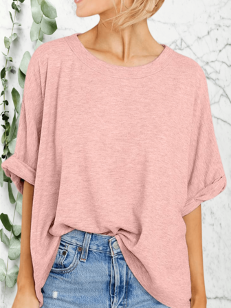 Women's Summer Oversized Solid T-Shirt - Short Sleeve Casual Loose Tee