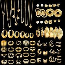 68/10pcs Elegant Vintage Butterfly, Heart, Faux Pearl, Twist Knot, Star, Moon, Rhinestone, Wide Band, Snake Chain, Braid Chain, Geometric C-Shape Earrings, Necklaces, Rings, Bracelets Jewelry Set, Suitable For Holidays, Parties, Daily Wear, Holiday Gifts - 彩色 - 查看 10