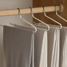 5 件金属现代简约米色鹅形涂层防滑裤架，可扩展衣柜衣架，男女皆宜 - 米色 - 查看 4