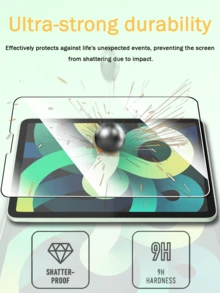 一片式超高清钢化玻璃屏幕保护膜，适用于各种平板电脑型号，防刮，表面光滑，无气泡，易于安装屏幕保护必需品，适用于日常防护、办公室、家庭平板屏幕保护膜配件防水防震防摔防刮 - 無色 - 查看 2