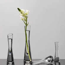 1 pièce Vase à fleurs mini artistique à bouche plate en verre transparent de style européen minimaliste, convient pour la décoration d'étagère moderne de la maison, mariage, vase en céramique givré élégant, décoration de la maison, vase, centre de table, décoration de table, décoration de la pièce, vase en verre