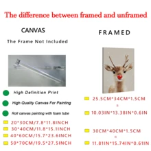 1pc Rural Santa Claus Reindeer, Canvas Wall Art Print, Farmhouse Christmas Canvas Wall Art Decoration, Christmas, Wall Arts, Posters, Wall Art With Frame - Canvas (Optional Frame) Home Decor Christmas Decorations Room Decor