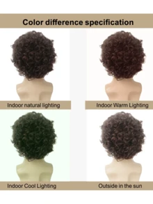 男士短款卷发波波头假发，棕色合成纤维假发，蓬松非洲卷发假发，适合角色扮演、休闲、派对、动漫角色、万圣节服装 - 棕色 - 查看 6