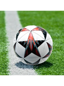 1pc No. 2 Pentagram Style Football, A Durable Football For Outdoor Training And Recreation, Backyard, Park And Beach Kicking - Red Star - View 5