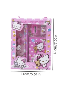 Sanrio 12PCS/Sanrio Sanrio Hello Kitty And Kuromi Cartoon Character Style Children's Stationery Gift Box Set, Including Pencil, Notebook, Pencil Sharpener, Pencil Case, Ruler And Eraser,Crayon( Due To Different Production Batches, The Design And Color Of The Gift Box May Vary.) , Back To School Gifts