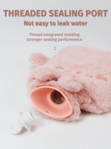 卡通毛绒填充热水袋，可爱加厚暖手宝，情人节或生日送给女友/男友的礼物 - 彩色 - 查看 4