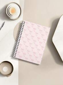 5.5x8.3 Inch, 160 Pages Fashion Pink Bow Spiral Notebook - Perfect Gift For Women And Girls, Stylish Notepad | Elegant Design | Durable Spiral Binding - 5.5x8.3 Inch - 80 Sheets/160 Pages - Diary With Week, Weather, Memo And Date Marks, School Supplies, Back To School Essential - Multicolor - View 3