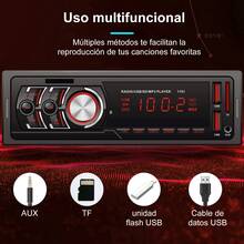 Estéreo para Coche Bluetooth Mp3 Manos Libres Radio Aux Fm Sd USB, Reproductor de Música MP3 Manos Libres Bluetooth Compatible con Todos los Smartphones - Versión mejorada - Ver 5