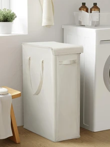 45L/60L/65L 可折叠洗衣篮带盖带轮 - 纤薄便携式脏衣篮，休闲风格带手柄，矩形收纳篮适用于各种房间类型