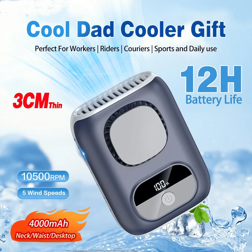 BDQ AI Portable Fan Rechargeable, 5 Speeds Strong Airflow, Personal Waist Fan With Up To 20H Of Working Time, Hands-Free Hanging Neck Fan, Wearable Belt Fan For Camping, Outdoor, Jobsite - 寶藍色 - 查看 1