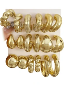 Water-drop Shaped Stud Earrings - Yellow Gold - View 2