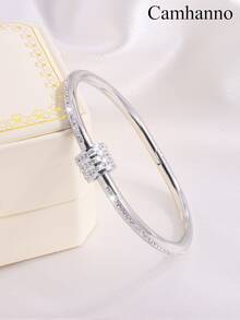 Camhanno 4件套优雅不锈钢手链套装，完美节日礼物，男女皆宜的百搭配饰，经久耐用的多功能手链 - 銀色 - 查看 13
