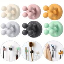 2/3/6pcs Wall Mounted Toothbrush & Razor Holder - Self-Adhesive Multi-Function Bathroom Storage Organizer Box With Cute Animal & Floral Design, Space-Saving Kitchen, Living Room, Office Hooks - No Drilling Installation, Bathroom Accessories, Vanity Supplies Storage, Fun Design, Easy To Install, Durable Structure, Home Organization, Stylish Storage, Compact Living, Minimalist Living, Practical Hooks