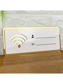 1 Piece Of Wifi Logo, Wireless Network Acrylic Tag, Wall Cover, Password Logo Sticker Best Gifts Birthday Graduation - Gold - View 7
