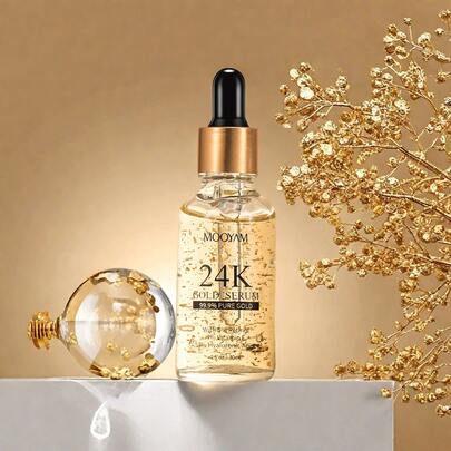 IREV 30毫升24K金玻尿酸精华液，含金箔，减少皱纹，紧致肌肤，富含维生素E和视黄醇玻尿酸精华