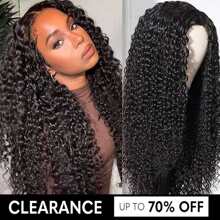 180 密度 8-34 英寸黑色短深波浪人发混合假发 5*5 4*4 13*4 13*6 无胶高清透明蕾丝前假发戴上即走无胶人发混合假发预拔婴儿头发角色扮演假发 - 自然色&黑色系 - 查看 6