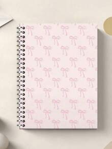 5.5x8.3 Inch, 160 Pages Fashion Pink Bow Spiral Notebook - Perfect Gift For Women And Girls, Stylish Notepad | Elegant Design | Durable Spiral Binding - 5.5x8.3 Inch - 80 Sheets/160 Pages - Diary With Week, Weather, Memo And Date Marks, School Supplies, Back To School Essential - Multicolor - View 2