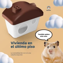 Jaula para hámster de 4 niveles con tobogán y botella de agua, ruedas de ejercicio para una entrada rápida y fácil. - Marrón - Ver 5