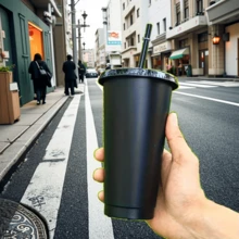 10 Pack Reusable Plastic Cups With Straw And Lids,24oz Durable Water Cup Tumblers Iced Coffee Sippy Cup Large LeakProof Water Bottle Travel Mug Party Bulk Cold For Adults Perfect For Halloween Parties Ideal Birthdays Christmas Housewarming Gifts - màu đen - Xem 5