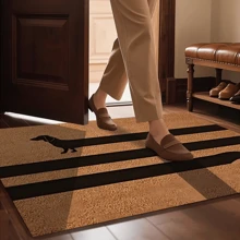 1pc Playful Dachshund Striped Doormat, Minimalist Dachshund Silhouette Doormat, Dachshund Fun Rug, Easy To Clean Durable, New Arrival Hot Selling, Suitable For Living Room, Entryway, Bedroom, Indoor Entrance, Rug, All Season, Best Seller, Unique Home Decor