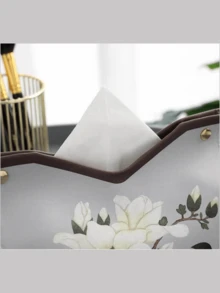 Printed Faux Leather Tissue Box Holder, Waterproof And Easy To Clean, Rectangular Shape, Elegant Vintage Floral Napkin Box, Suitable For Home Living Room Decoration, Office, Travel, Coffee Table, Dining Table, Bedside, Workstation, Dressing Table And More, Cute Room Decoration For Bathroom Home Car Night Light Dressing Table, Lightweight Handbag Organizer