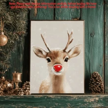 1pc Rural Santa Claus Reindeer, Canvas Wall Art Print, Farmhouse Christmas Canvas Wall Art Decoration, Christmas, Wall Arts, Posters, Wall Art With Frame - Canvas (Optional Frame) Home Decor Christmas Decorations Room Decor