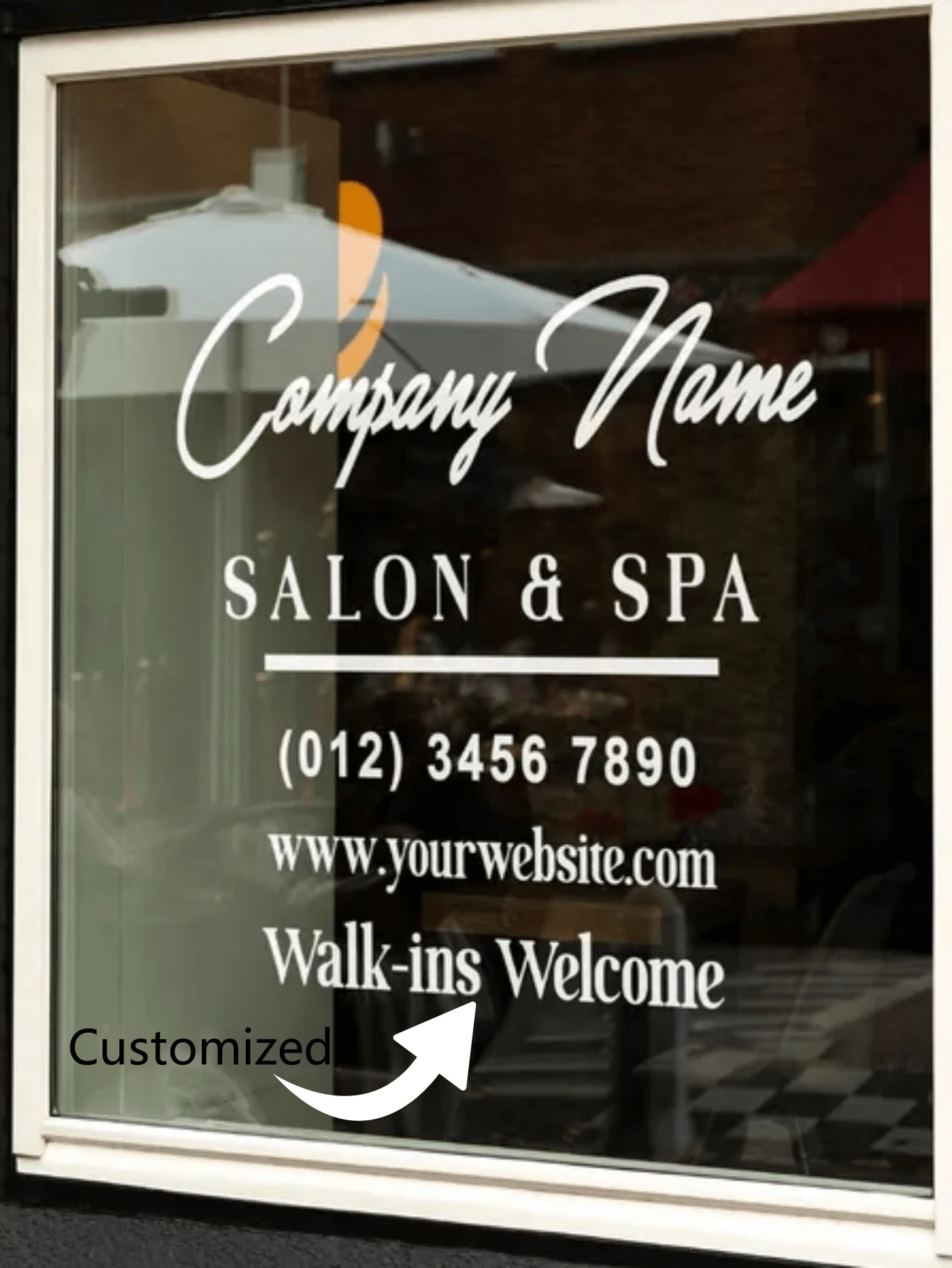 定制乙烯基窗贴 | 圣诞节窗贴 | 公司名称或标志 - 店面贴纸 - 个性化定制 - 定制商店 - 公司窗户或门贴