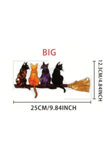 1-Piece Cute Ghost & Plant Acrylic Halloween Window Decoration, Spooky Haunted House Vibe – With 4 Random Cat Lanyards & Chains For Easy Hanging, For Halloween Party & Haunted House Decor