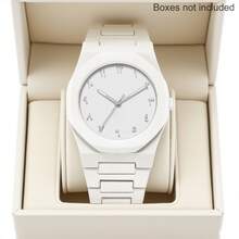 男女通用白色橡胶表带石英表，运动休闲风格，新颖设计，可调节表带，圆形表盘饰有铆钉，适合日常佩戴、生日礼物、派对、节日聚会等场合，是送给自己或朋友的理想之选。 - 白色 - 查看 5