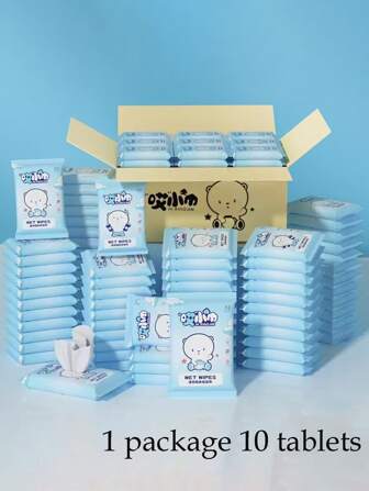 10 Stücke/100 Stücke Mini tragbare Hand- und Mundreinigungs-Feuchttücher, Pflegetücher, 1 Packung mit 10 Stücke, herausziehbare Reinigungstücher