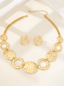 2件套简约几何项链 - 金黃色 - 查看 2