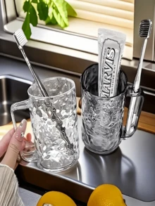 1 Stück, Gletscher Muster Zahnputzbecher, luxuriös minimalistischer Spülbecher, stilvolles Design & Premium Qualität, tragbar für Zuhause/Reisen, rutschfest & leicht zu reinigen, passend für Badezimmer Waschtisch, täglicher Gebrauch, ideal für Familien, Paar, Stilliebhaber, Minimalisten; tolles Geschenk für Einweihung, Hochzeit, Weihnachten, Geburtstage, neue Hausbesitzer, Reiseaccessoires, Dorm Essentials, Badezimmer Dekoration, Badezimmer Accessoires, Zahnbürstenabdeckung, Zahnbürstenhalter, Badezimmer Essentials