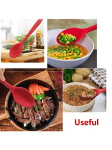 11 英寸硅胶烹饪勺 | 长柄搅拌勺 | 大号不粘厨房勺，用于混合、搅拌、涂油和盛菜 | 耐用、易清洁的烘焙工具 - 彩色 - 查看 5