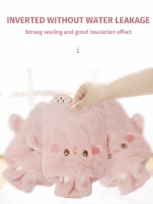 卡通毛绒填充热水袋，可爱加厚暖手宝，情人节或生日送给女友/男友的礼物 - 彩色 - 查看 6