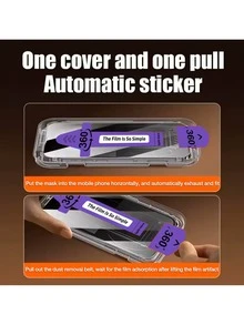 Yezodawee 360°全覆蓋防窺螢幕保護貼，附自動安裝套件，相容 17 Pro Max/17 Pro/17 Air/17/15 Plus/15 Pro Max，9H 鋼化玻璃防窺螢幕保護貼，防刮、防指紋，相容手機殼全螢幕覆蓋 - 3件 - 查看 1
