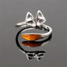 1 件复古时尚可爱狐狸戒指，动物主题珠宝，女士时尚个性化派对戒指